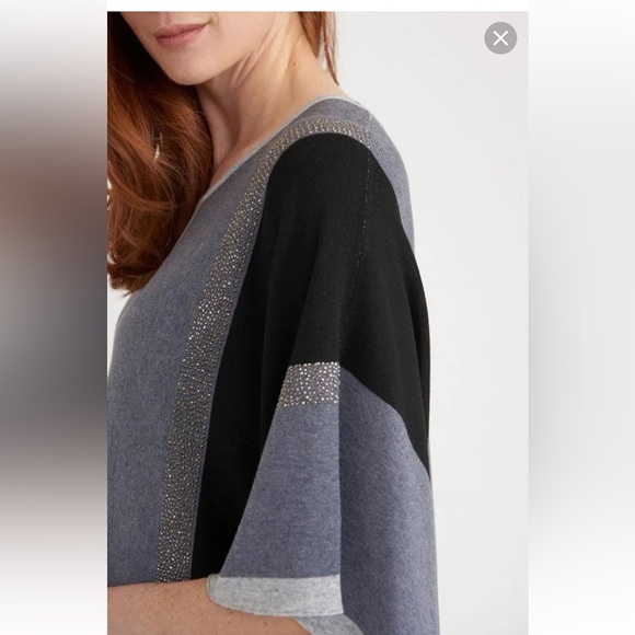 Joseph Ribkoff Cape Sweater with embellishment. - Picture 2 of 6